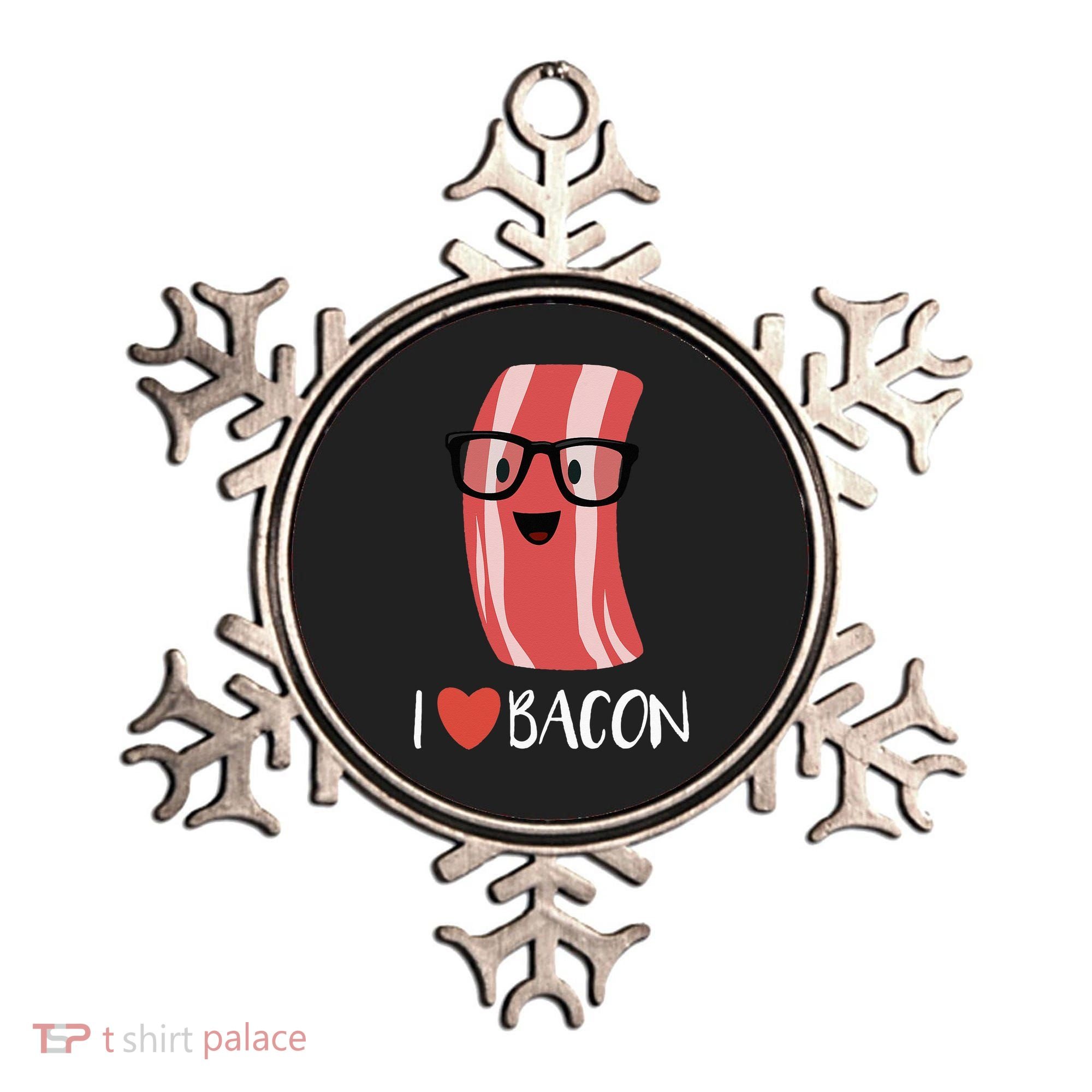 I Love Bacon Geeky Glasses Ornament