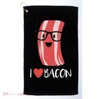 I Love Bacon Geeky Glasses Golf Towel thumb 0