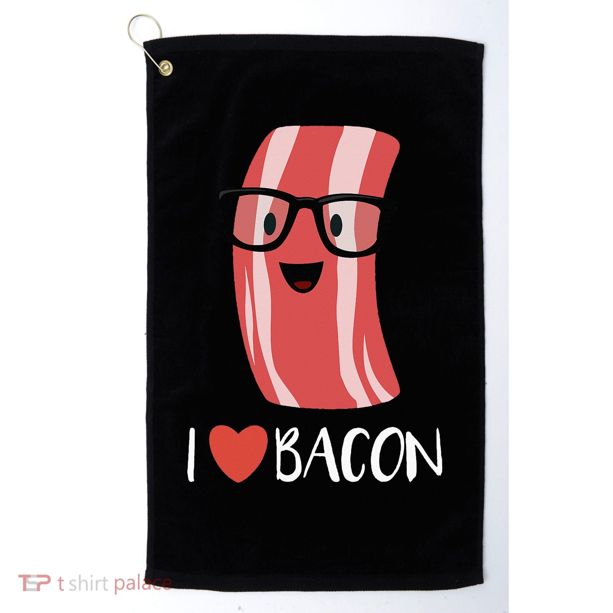 I Love Bacon Geeky Glasses Golf Towel