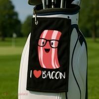 I Love Bacon Geeky Glasses Golf Towel thumb 2
