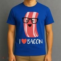I Love Bacon Geeky Glasses T-Shirt thumb 3