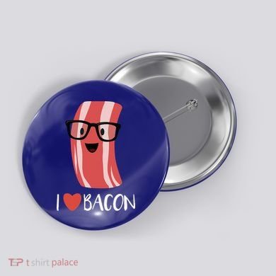 I Love Bacon Geeky Glasses Button