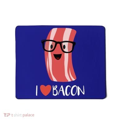I Love Bacon Geeky Glasses Mousepad