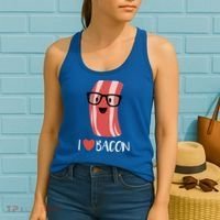 I Love Bacon Geeky Glasses Women's Tank Top thumb 2