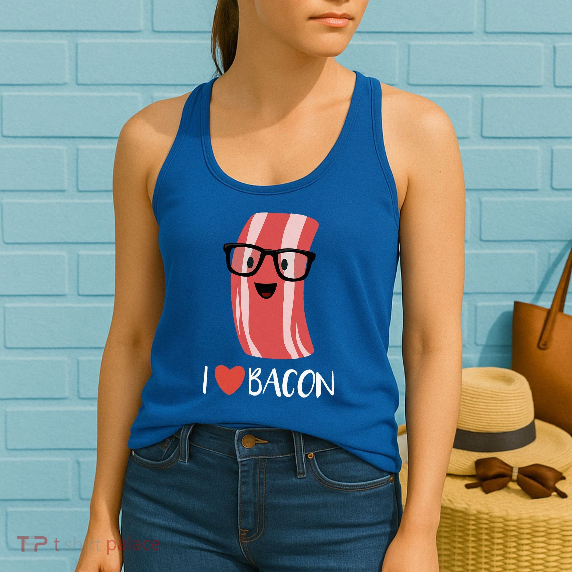 I Love Bacon Geeky Glasses Women's Tank Top