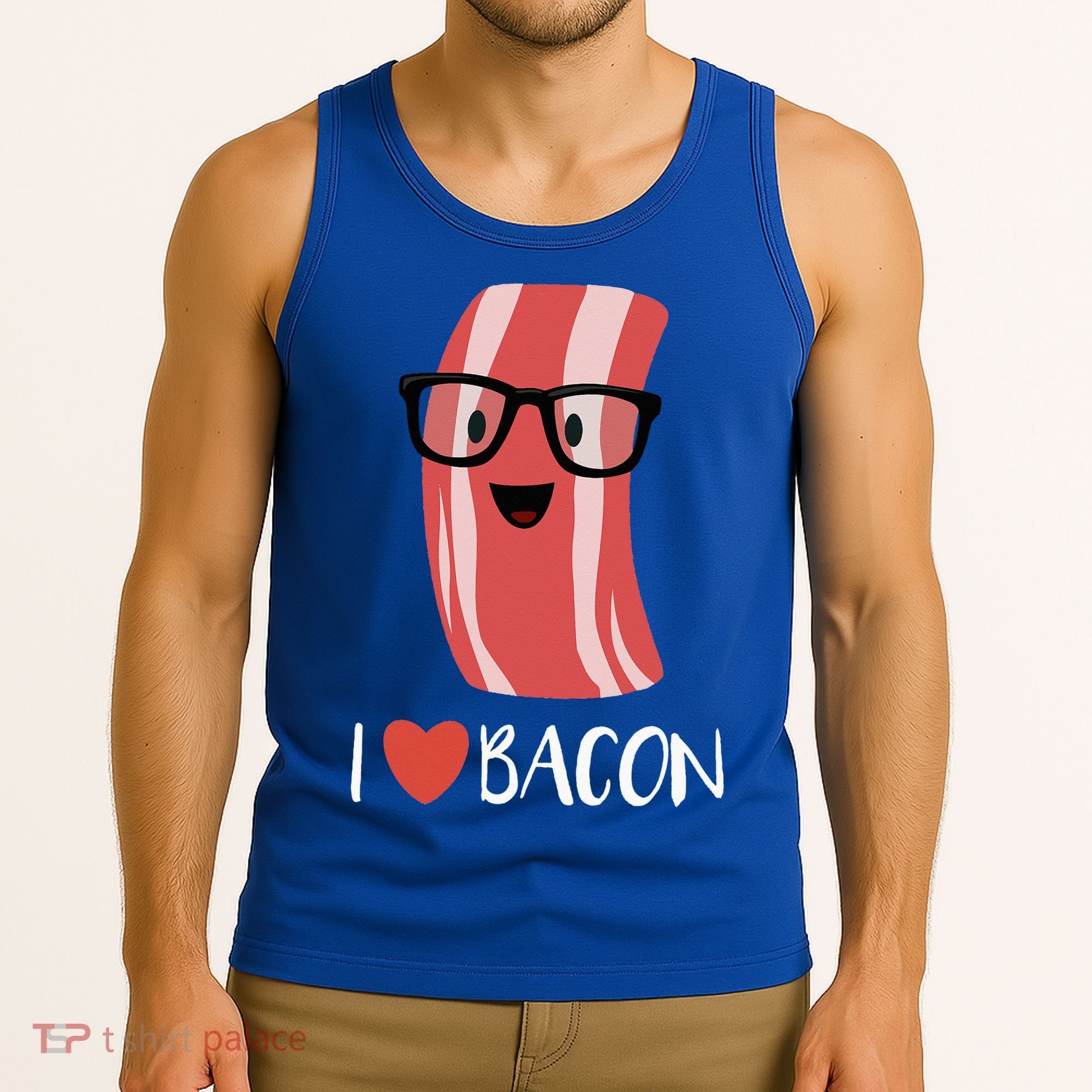 I Love Bacon Geeky Glasses Tank Top