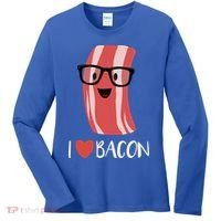 I Love Bacon Geeky Glasses Women's Long Sleeve Shirt thumb 0