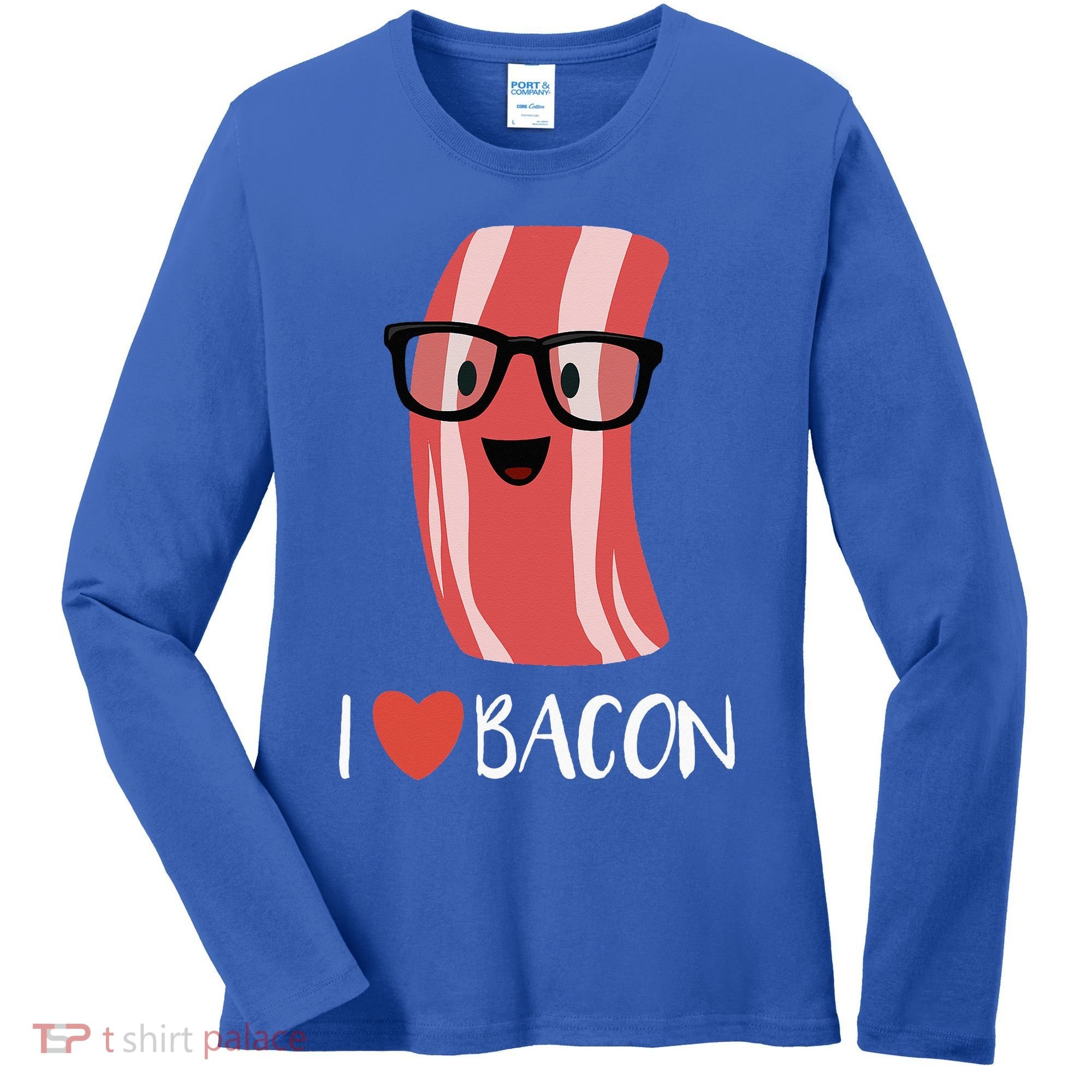 I Love Bacon Geeky Glasses Women's Long Sleeve Shirt