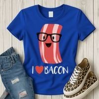I Love Bacon Geeky Glasses Women's T-Shirt thumb 3