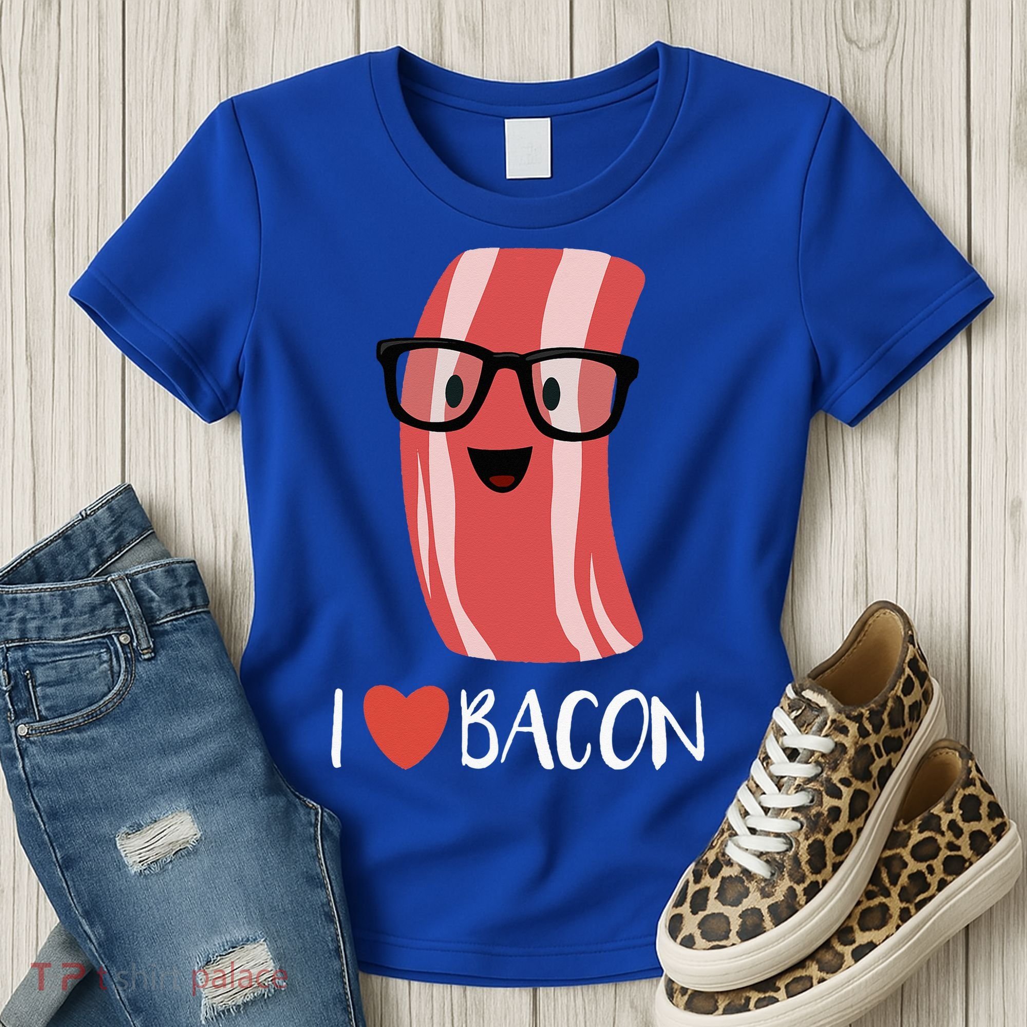I Love Bacon Geeky Glasses Women's T-Shirt