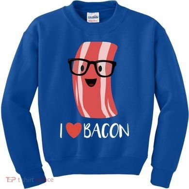 I Love Bacon Geeky Glasses Kids Sweatshirt