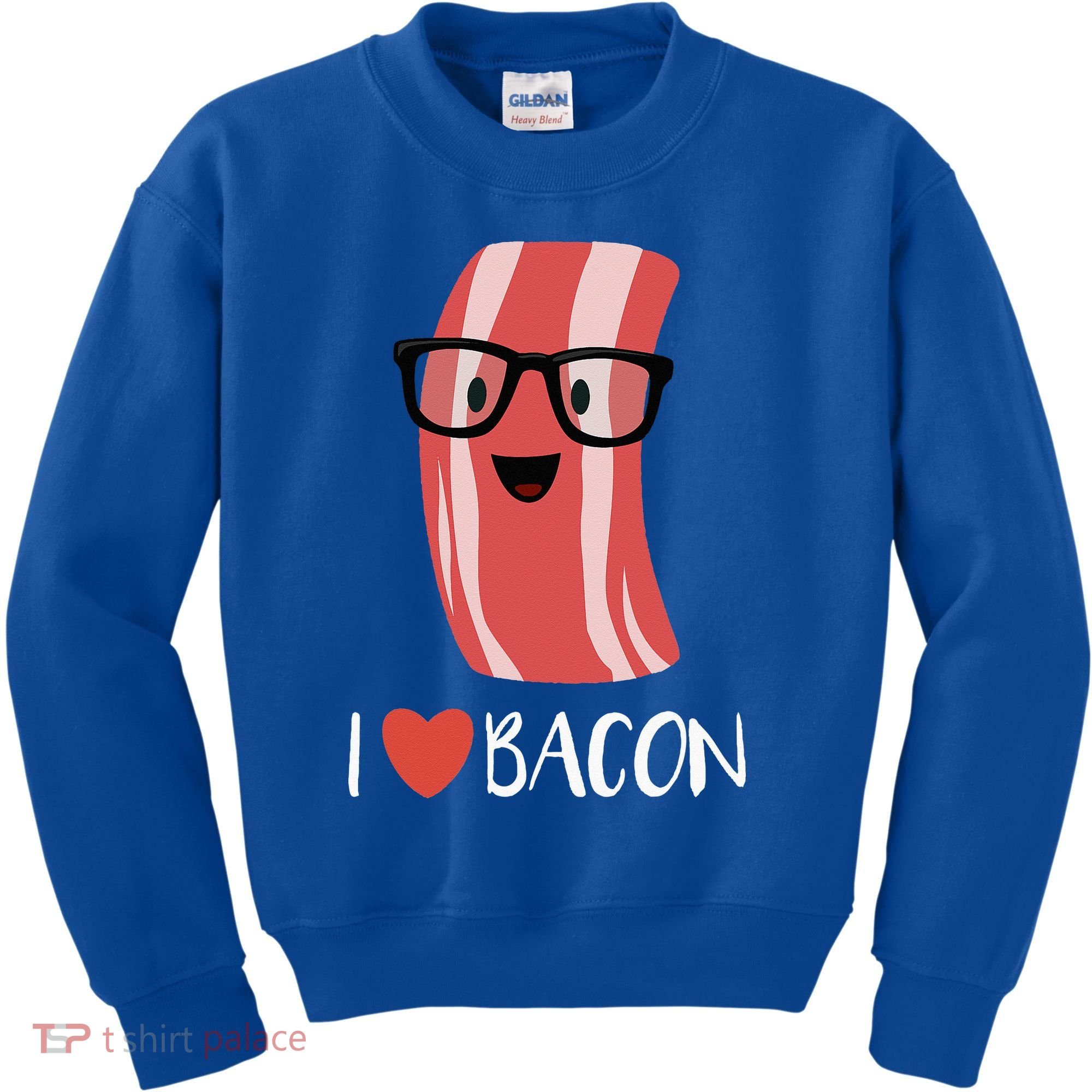 I Love Bacon Geeky Glasses Kids Sweatshirt