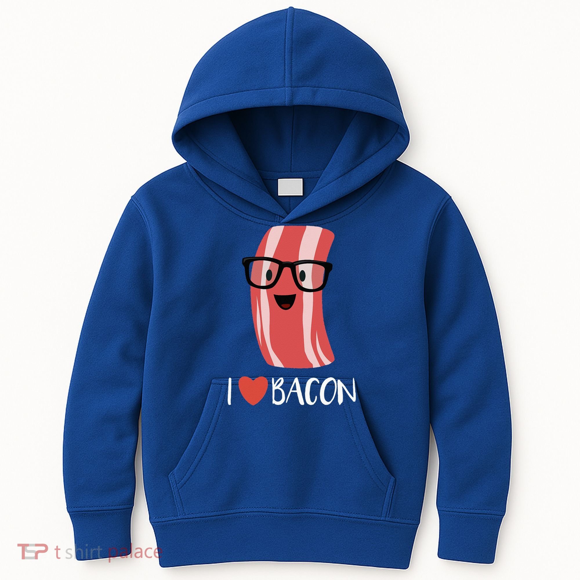 I Love Bacon Geeky Glasses Kids Hoodie