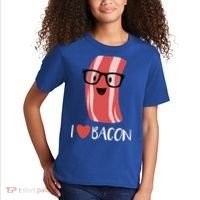 I Love Bacon Geeky Glasses Kids T-Shirt thumb 2
