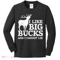 I Like Big Bucks And I Cannot Lie Deer Hunting Kids Long Sleeve Shirt thumb 0