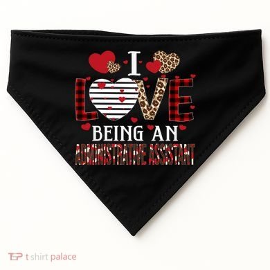 I Love Being An Administrative Assistant Red Plaid Gift USA-Made Doggie Bandana