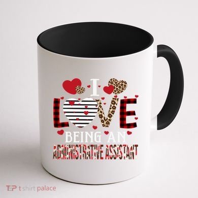 I Love Being An Administrative Assistant Red Plaid Gift Coffee Mug back