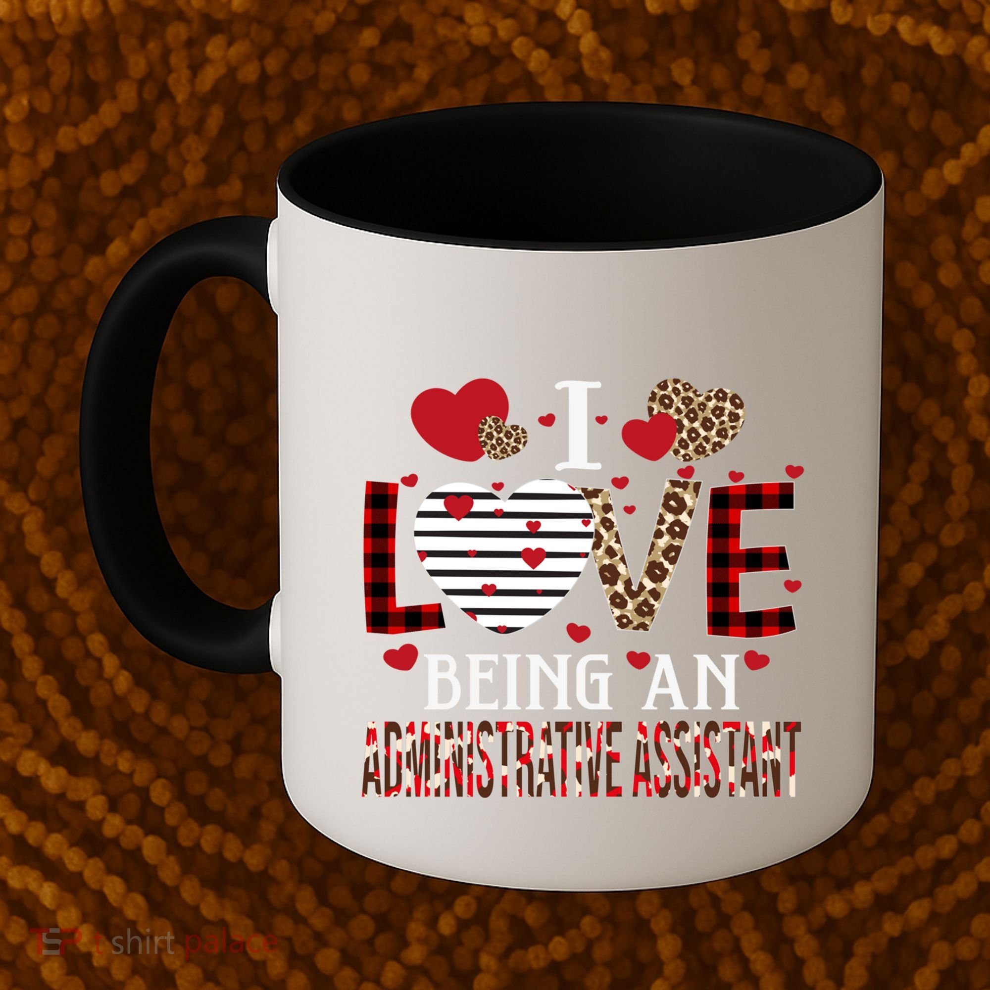 I Love Being An Administrative Assistant Red Plaid Gift Coffee Mug