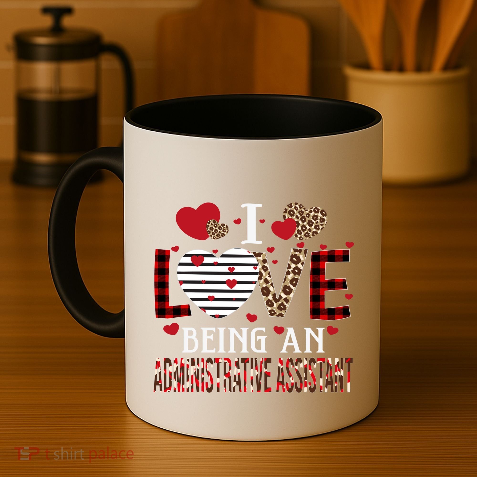 I Love Being An Administrative Assistant Red Plaid Gift Coffee Mug