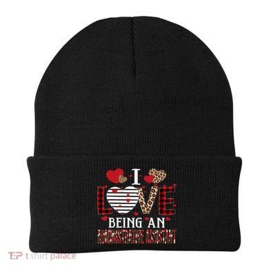 I Love Being An Administrative Assistant Red Plaid Gift Beanie