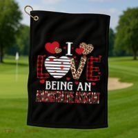 I Love Being An Administrative Assistant Red Plaid Gift Golf Towel thumb 1