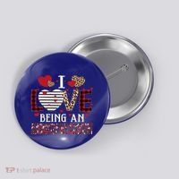 I Love Being An Administrative Assistant Red Plaid Gift Button thumb 0