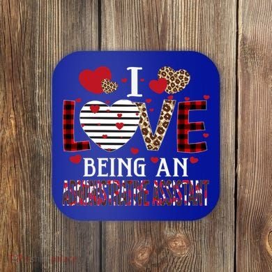 I Love Being An Administrative Assistant Red Plaid Gift Coaster