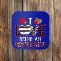 I Love Being An Administrative Assistant Red Plaid Gift Coaster thumb 0