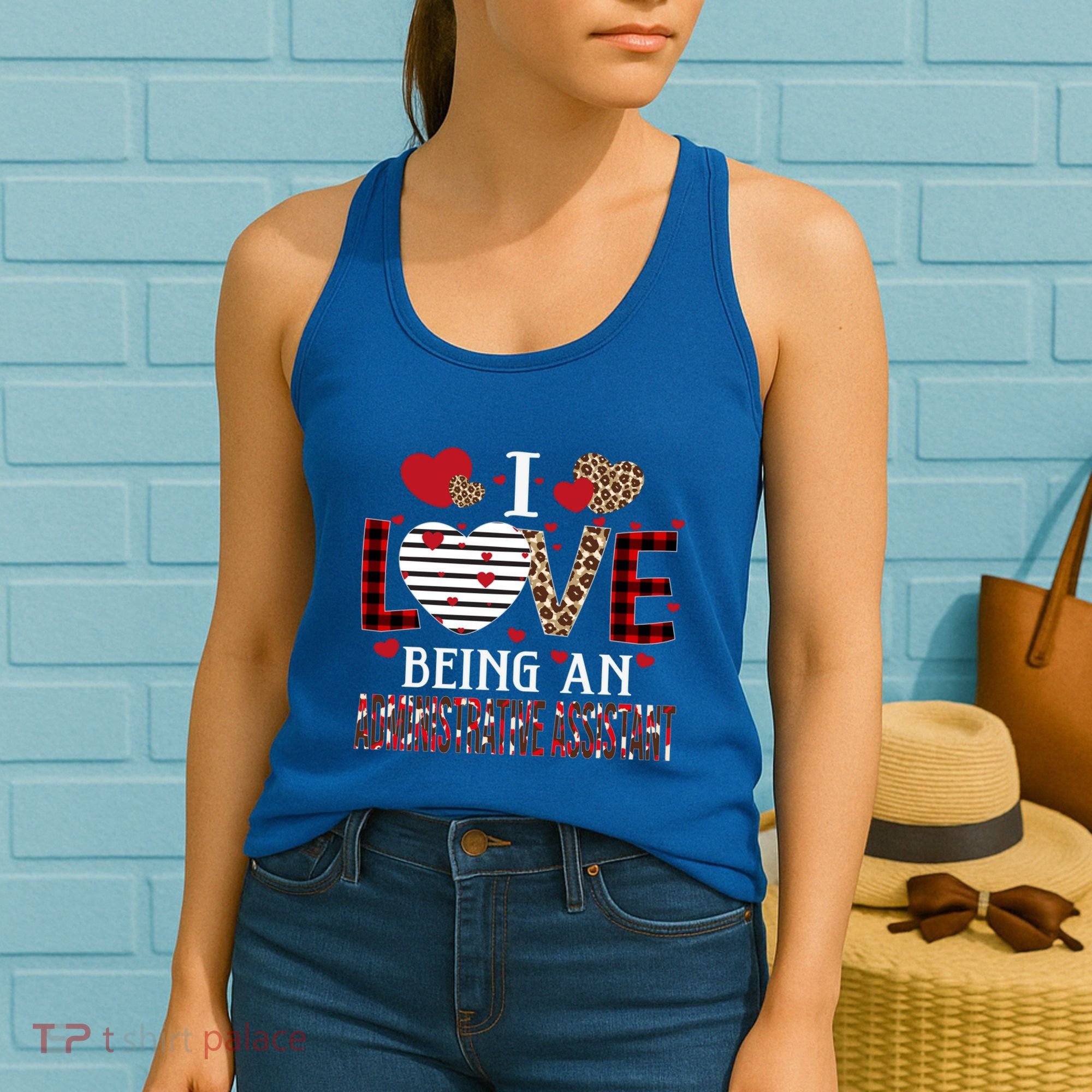 I Love Being An Administrative Assistant Red Plaid Gift Women's Tank Top
