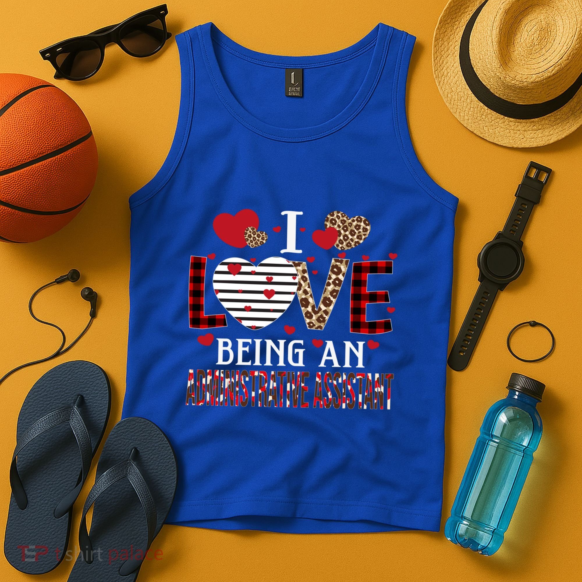 I Love Being An Administrative Assistant Red Plaid Gift Tank Top