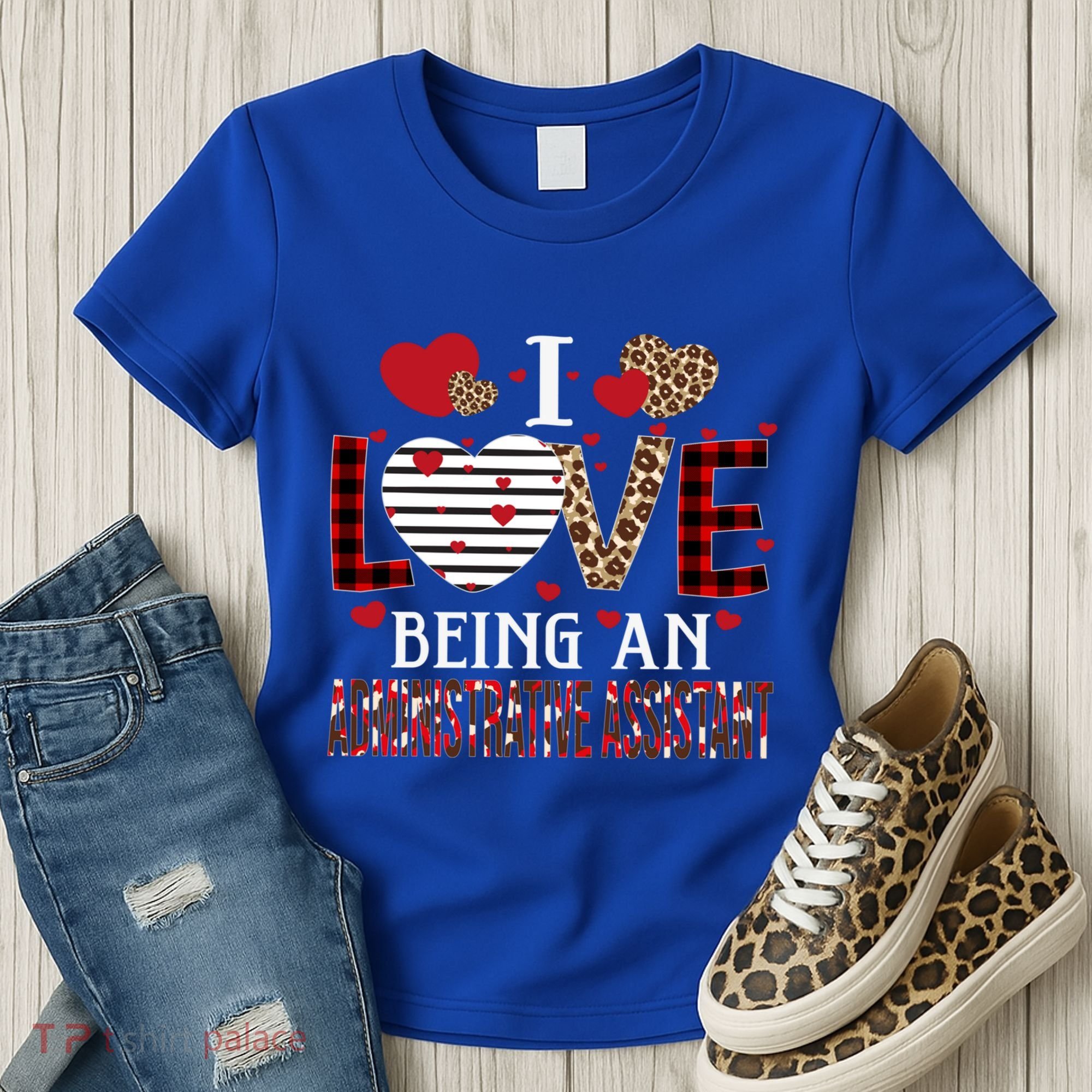 I Love Being An Administrative Assistant Red Plaid Gift Women's T-Shirt