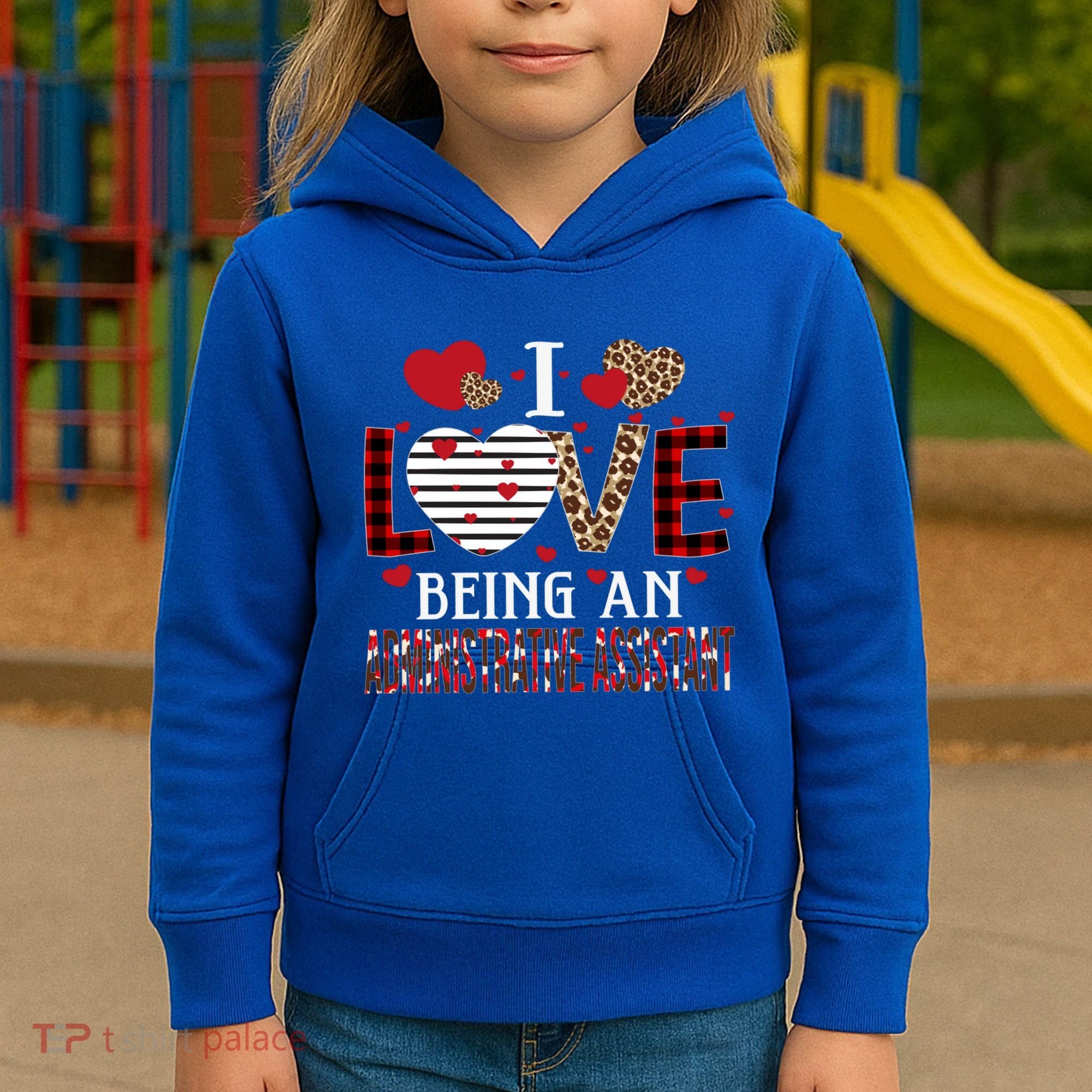 I Love Being An Administrative Assistant Red Plaid Gift Kids Hoodie