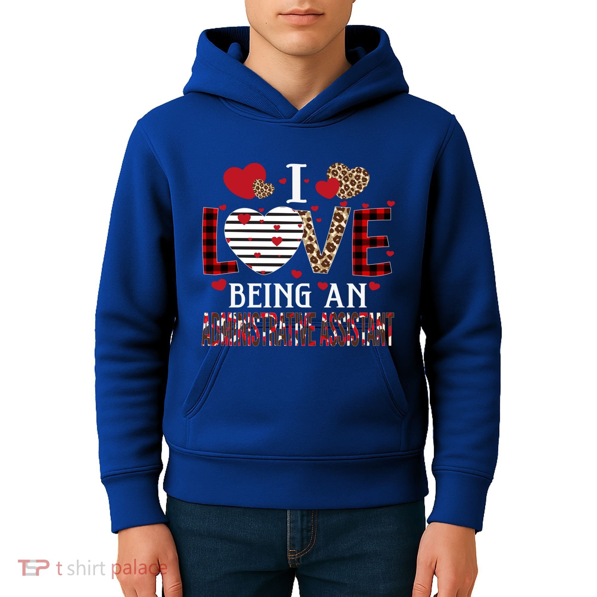 I Love Being An Administrative Assistant Red Plaid Gift Kids Hoodie