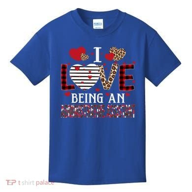 I Love Being An Administrative Assistant Red Plaid Gift Kids T-Shirt