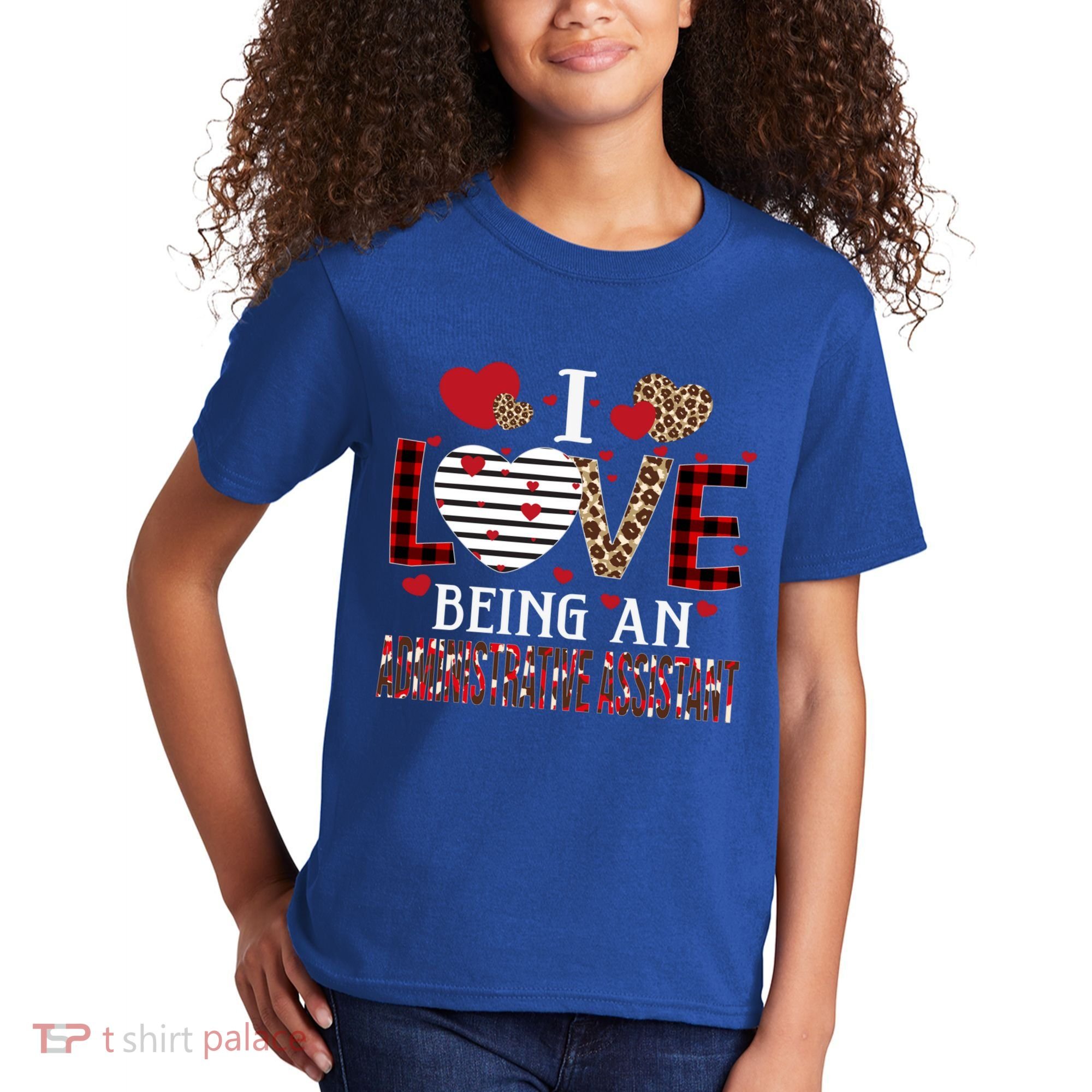 I Love Being An Administrative Assistant Red Plaid Gift Kids T-Shirt