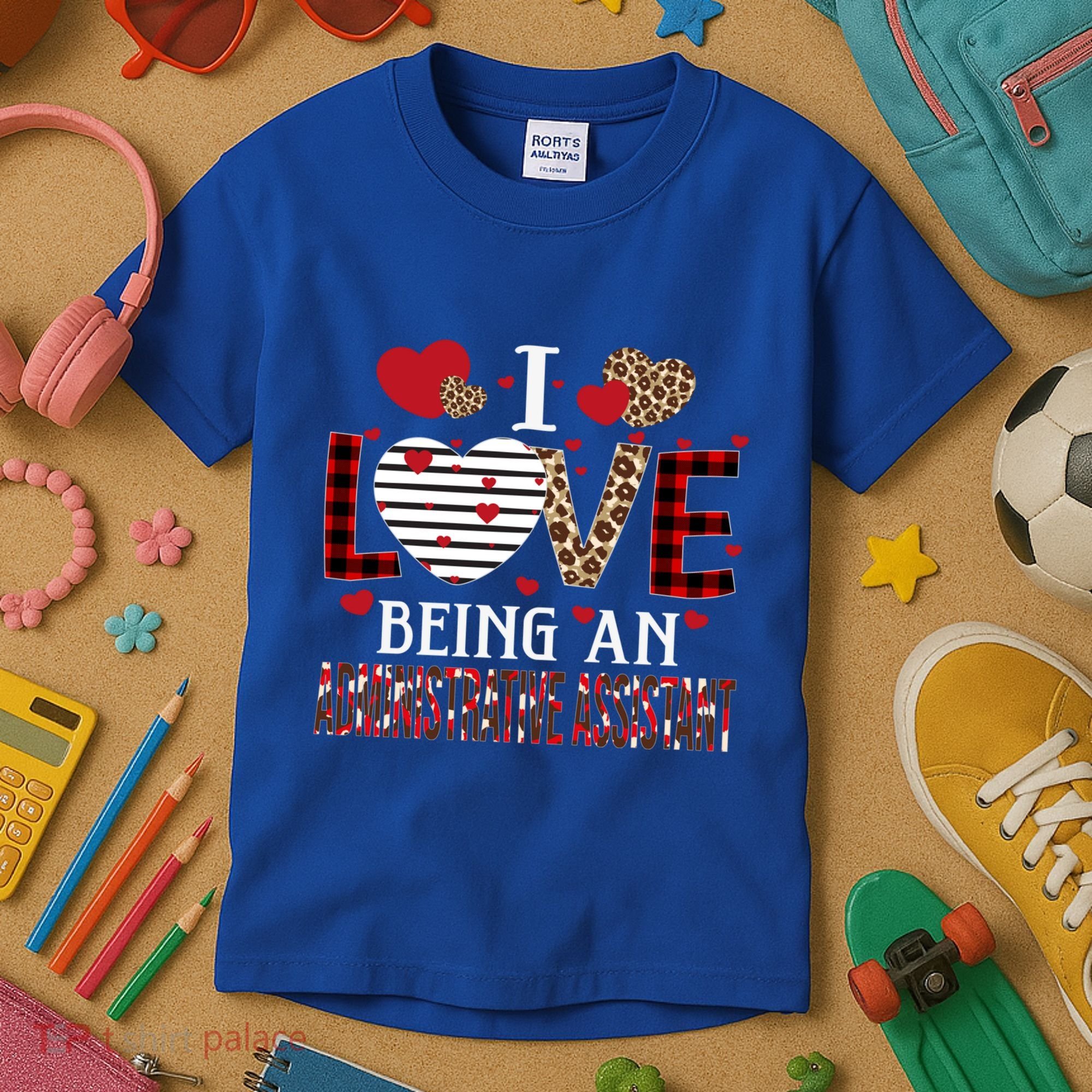 I Love Being An Administrative Assistant Red Plaid Gift Kids T-Shirt