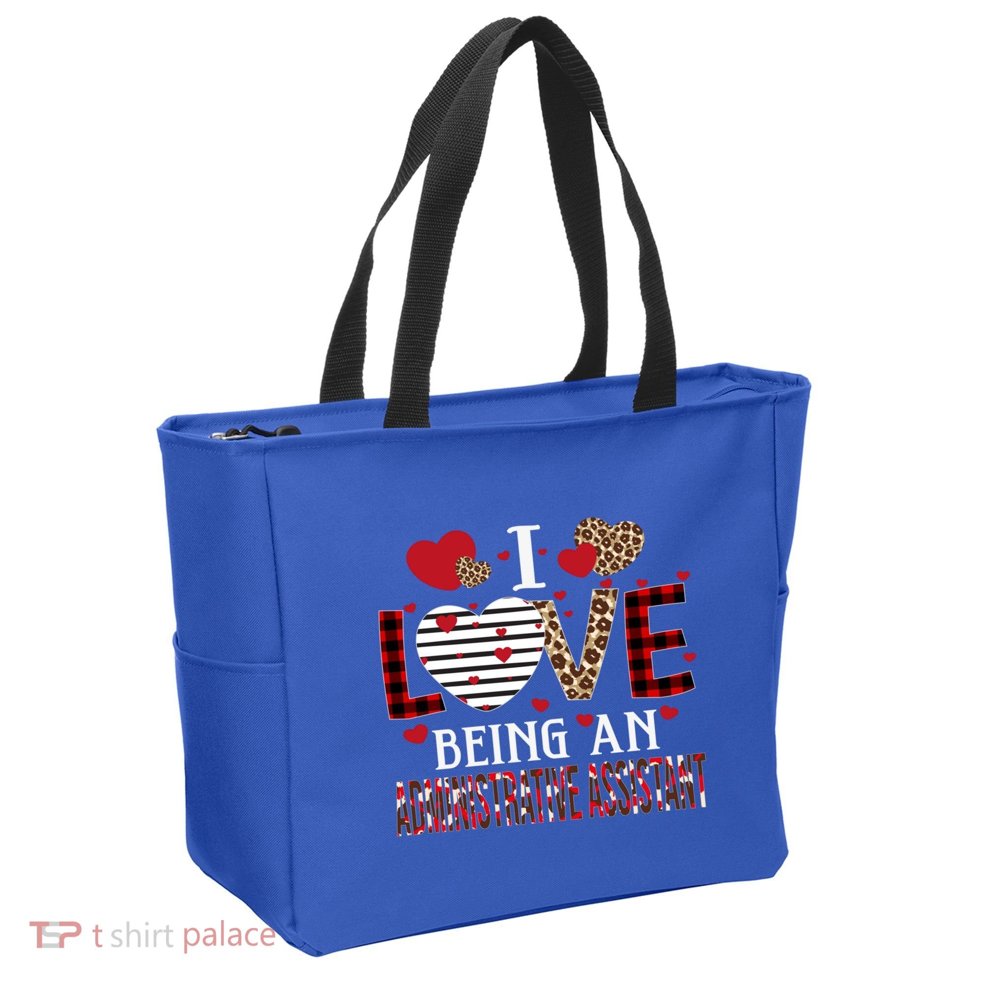 I Love Being An Administrative Assistant Red Plaid Gift Tote Bag