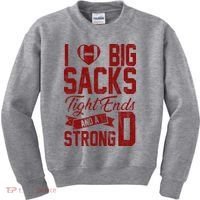 I Love Big Sacks Tight End And A Strong D Funny Sport Kids Sweatshirt thumb 0