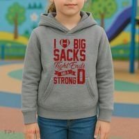 I Love Big Sacks Tight End And A Strong D Funny Sport Kids Hoodie thumb 3