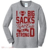 I Love Big Sacks Tight End And A Strong D Funny Sport Kids Long Sleeve Shirt thumb 0