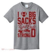 I Love Big Sacks Tight End And A Strong D Funny Sport Kids T-Shirt thumb 0