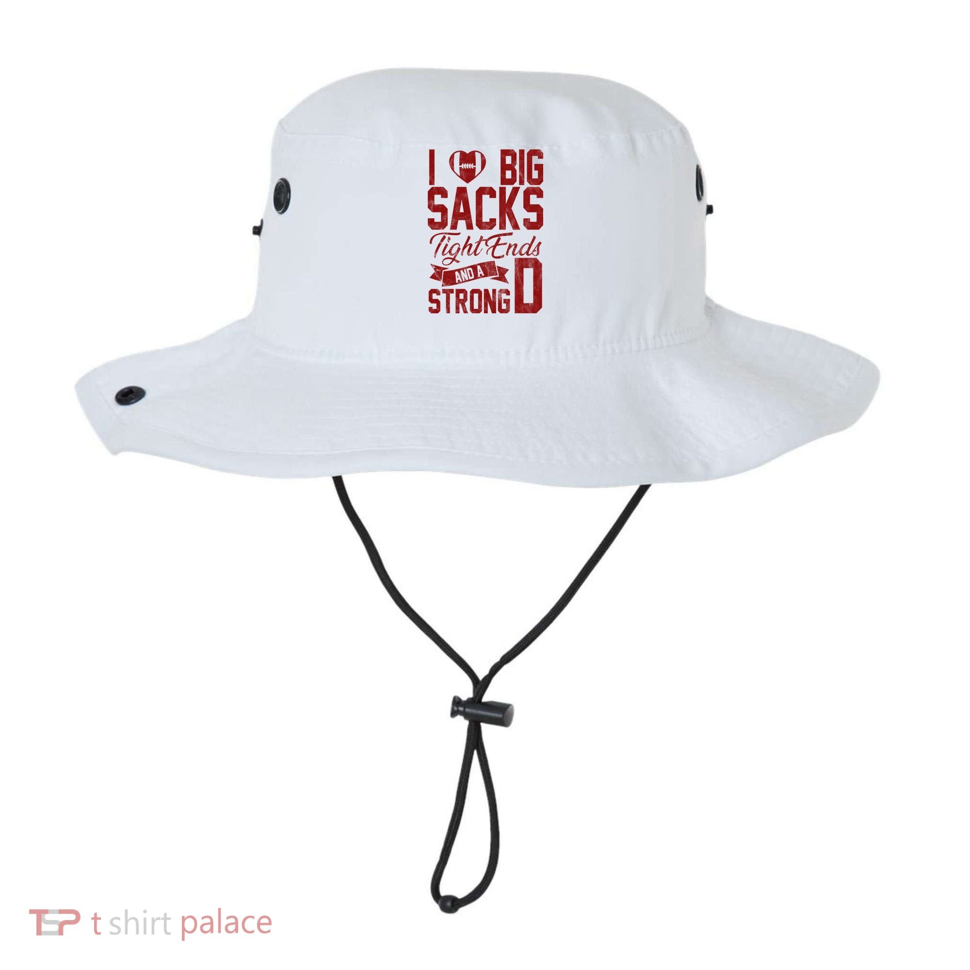 I Love Big Sacks Tight End And A Strong D Funny Sport Bucket Hat