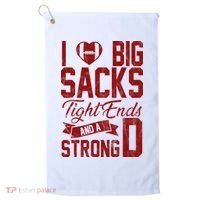 I Love Big Sacks Tight End And A Strong D Funny Sport Golf Towel thumb 0