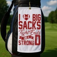 I Love Big Sacks Tight End And A Strong D Funny Sport Golf Towel thumb 2