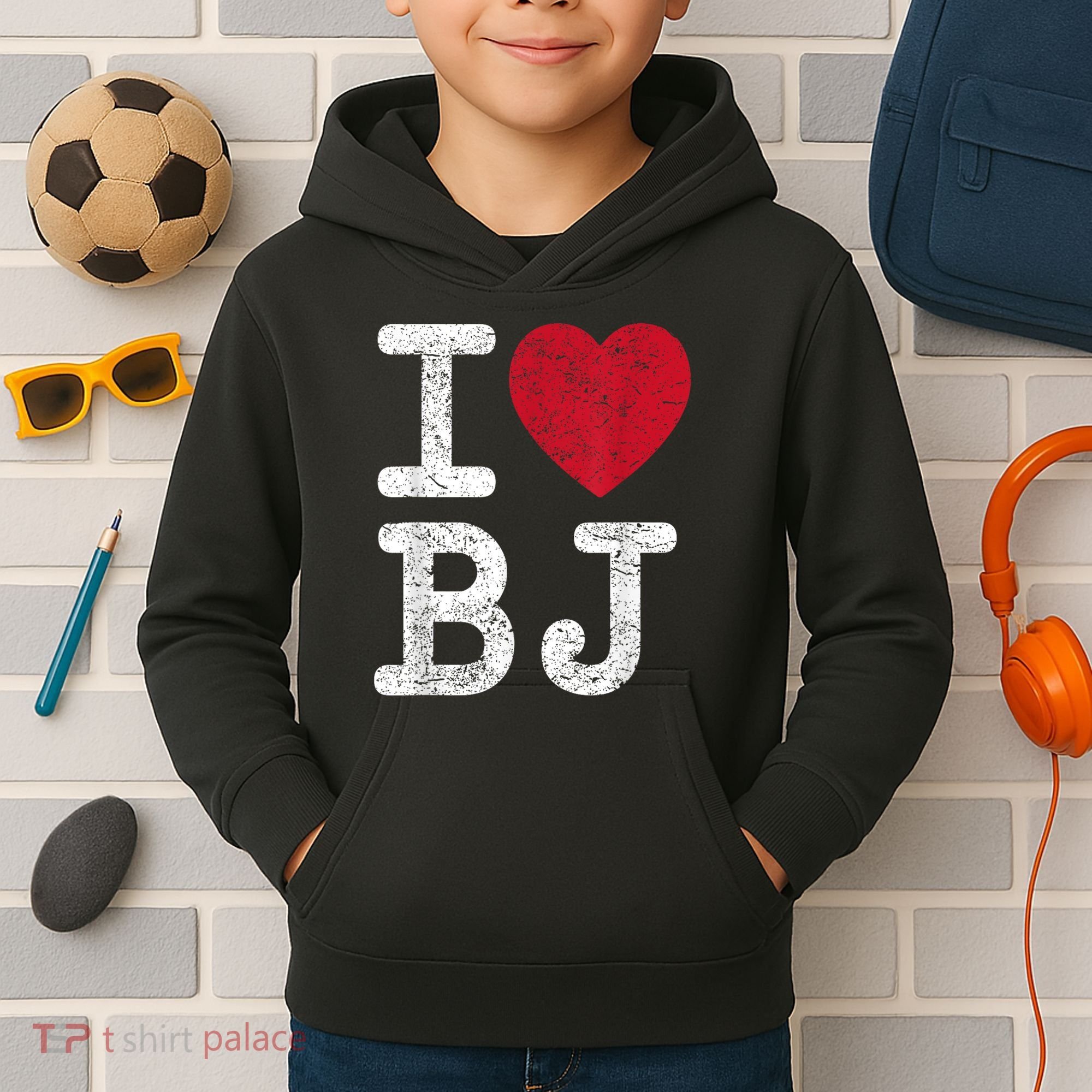 I Love Bj Beijing China Bj Kids Hoodie