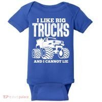 I Like Big Trucks And I Cannot Lie Funny Monster Truck Great Gift Baby Bodysuit thumb 0