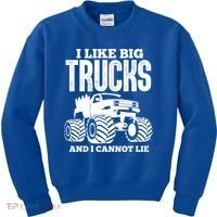 I Like Big Trucks And I Cannot Lie Funny Monster Truck Great Gift Kids Sweatshirt thumb 0
