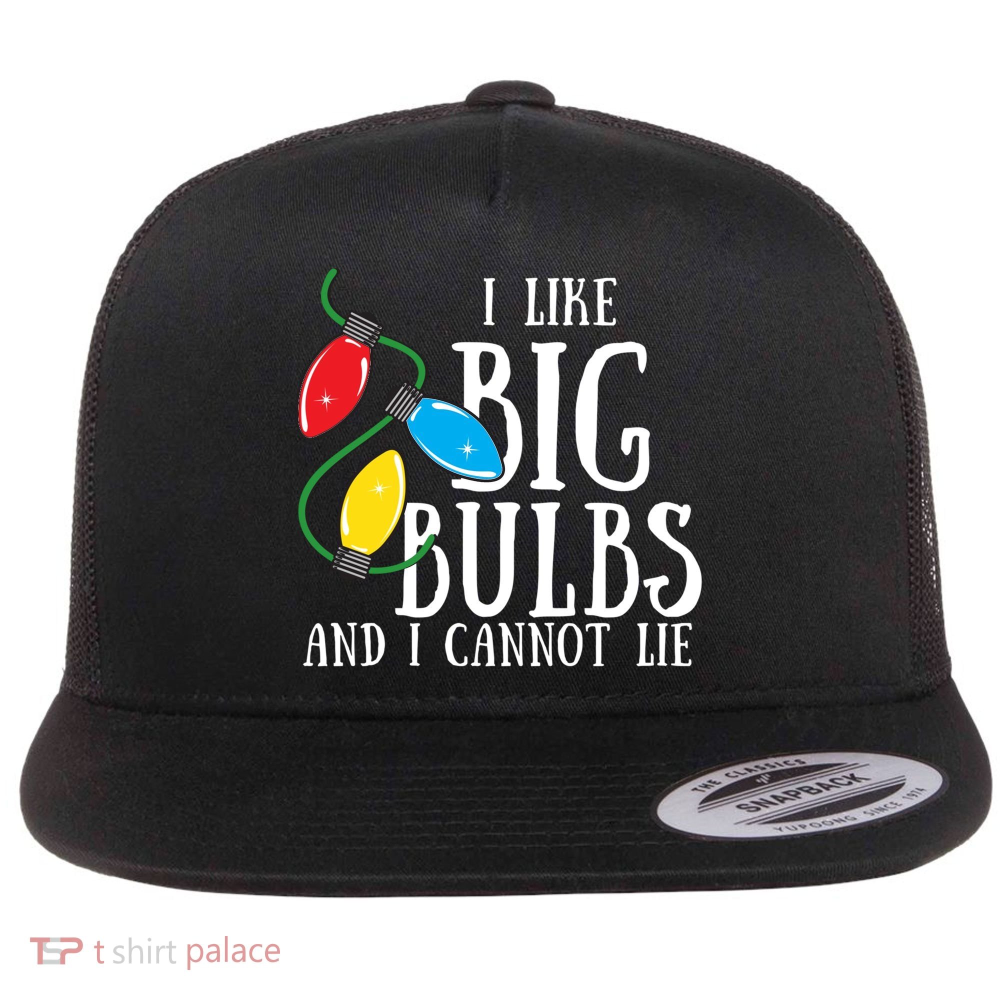 I Like Big Bulbs And I Cannot Lie Funny Christmas Gift Flat Bill Trucker Hat