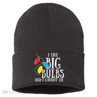 I Like Big Bulbs And I Cannot Lie Funny Christmas Gift Sustainable Knit Beanie thumb 0