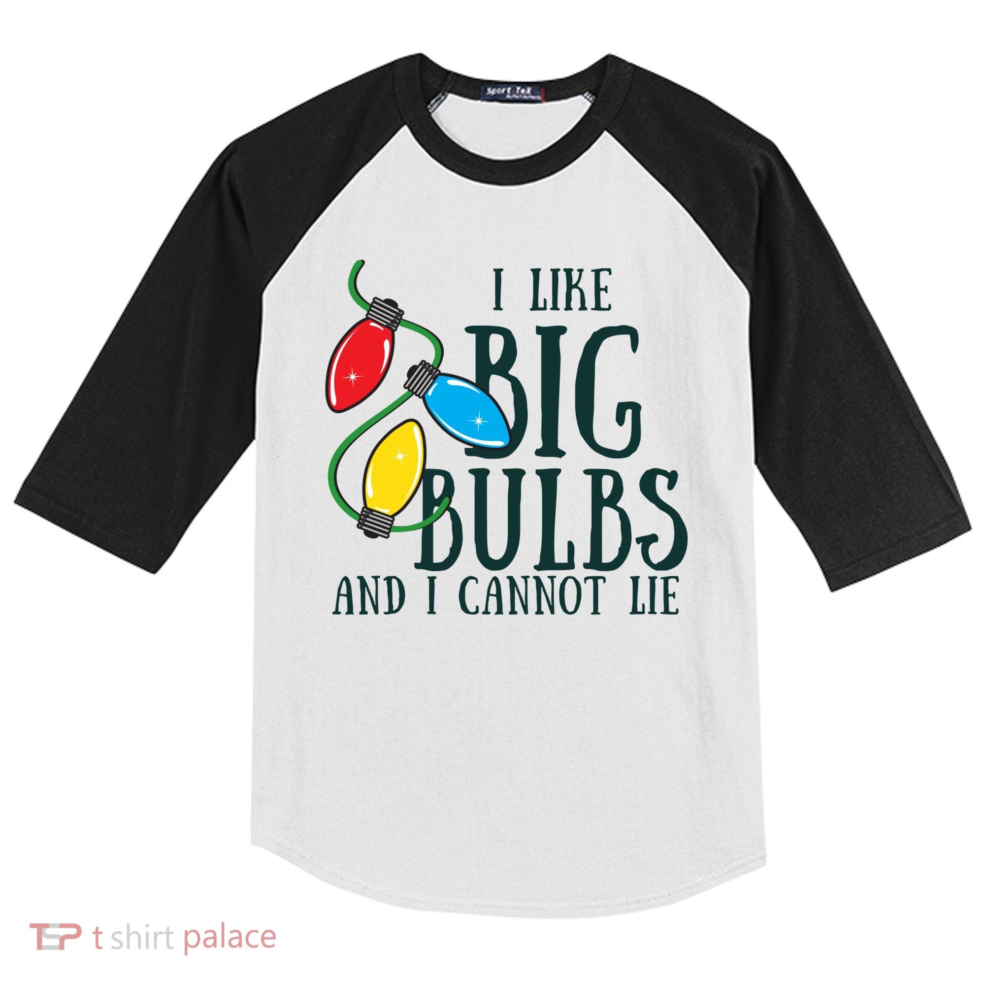 I Like Big Bulbs And I Cannot Lie Funny Christmas Gift Kids Colorblock Raglan Jersey